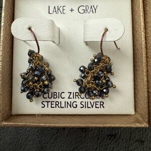 Black and Gold Cluster Earrings